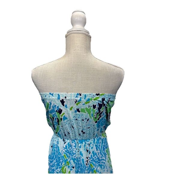 Lilly Pulitzer Marlisa Maxi Dress Size XS Spa Blue Let’s Cha Cha Strapless New - Picture 7 of 13